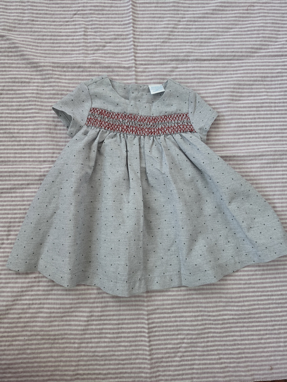 Edgehill Collection Smocked Gray Dot Dress | 6M